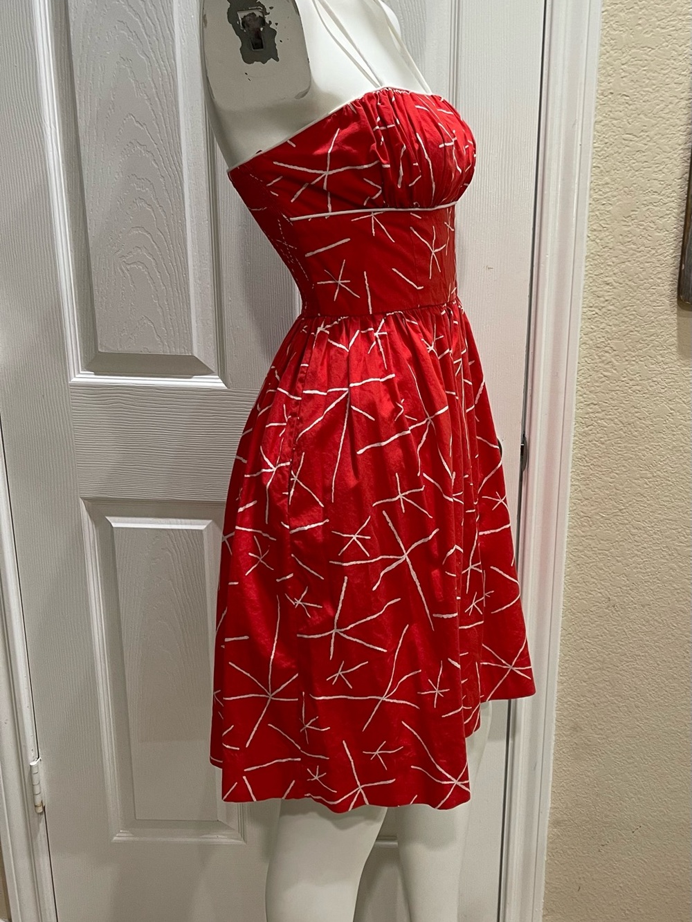 Vintage Anthropologie Girls From Savoy in Red "Nostalgic Asterisk" Dress Size 4 - Picture 6 of 14